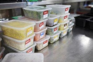 plastic food containers with labels